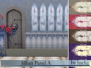 Sims 4 — Jillian Panel A by Ineliz — A wallpaper texture with washed out and elegant design of stone deco windows. Comes