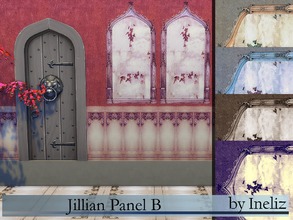 Sims 4 — Jillian Panel B by Ineliz — A wallpaper texture with washed out and elegant design of stone deco window. Comes