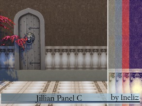 Sims 4 — Jillian Panel C by Ineliz — A wallpaper texture with washed out and elegant design of stone base trim. Comes in