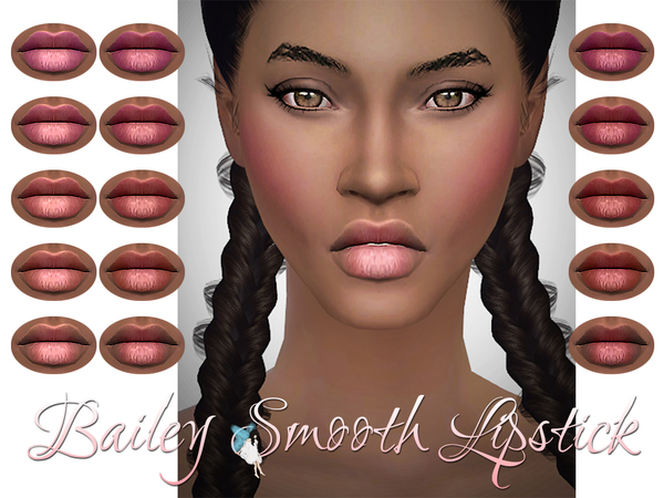 Sims 4 — Bailey Smooth Lipstick by Ms_Blue — Smooth detailed lipstick in 15 natural colors developed to compliment the