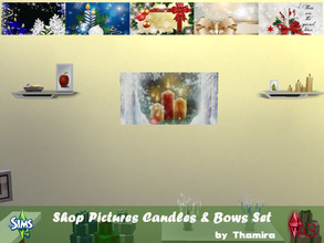 Sims 4 — Shop Pictures Candles & Bows Set by Thamira — Christmas images suitable for shops. If it increases, as in