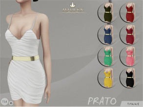 Sims 4 — Madlen Prato Dress by MJ95 — Beautiful new wrinkled dress! Come in 9 colours (fabric texture). Joints are