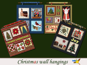 Sims 4 — Christmas Wall Hangings by evi — A set of colorful handmade wall hangings for Christmas 