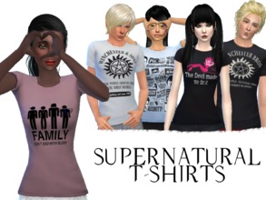 Sims 4 — Supernatural T-shirts by simmi98x — 5 t-shirt designs inspired by the TV-show Supernatural I've already made the