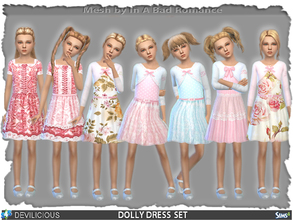 Sims 4 — Dolly Dress Set by Devilicious — 2 files - 7 dresses. Cute Dolly Dresses for your little girls The dresses are