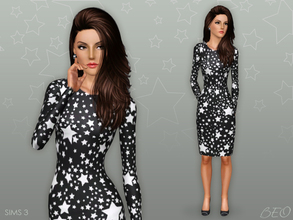 Sims 3 — Dress - Stars by BEO — Dress presented in 1 variant. Recolorable 2 canals. 
