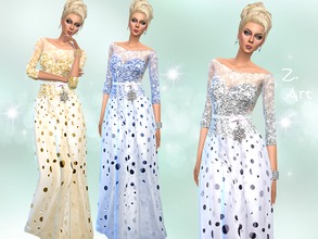 Sims 4 — Crystal Glitter by Zuckerschnute20 — A wonderfully shiny evening gown with a snowflake pendant for the coming