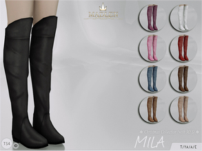 Sims 4 — Madlen Mila Boots by MJ95 — New high boots for your sim! Come in 9 colours (leather texture). Joints are