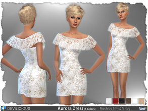 Sims 4 — Aurora Dress by Devilicious — 1 file - 6 dresses. Aurora Dressis an embroidered minidress with fringed