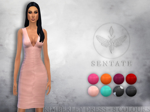 Sims 4 — Kimberley Dress by Sentate — A sleeveless leather/latex textured dress with a plunging neckline. Inspired by Kim