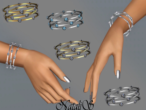 Sims 3 — NataliS TS3 Sleek bangles with crystals FT-FA by Natalis — Sleek shine metal bangles with shimmering crystals.