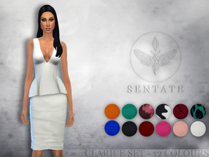 Sims 4 — Clarice Top & Skirt by Sentate — A co-ord set that when combined looks like a glamorous peplum dress with