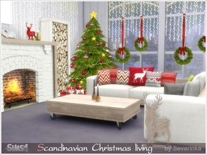 Sims 4 — Scandinavian Christmas living by Severinka_ — A set of furniture and decor for the living room in a Scandinavian