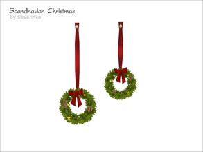 Sims 4 — [Scandinavian Christmas] 2 fir wreath by Severinka_ — 2 fir wreath on wall or window a set of 'Scandinavian