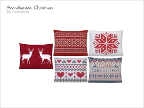 Sims 4 — [Scandinavian Christmas] Love seat pillow by Severinka_ — Knitted pillow for love seat a set of 'Scandinavian