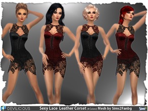 Sims 4 — Sparkling Sexy Lace  Leather Corset by Devilicious — This dress/corset is a recolor from Sims2fanbg's wonderful