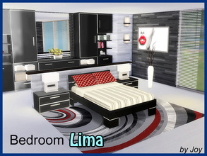 Sims 4 —  Bedroom LIMA by Joy6 — A set of furniture for the bedroom in a minimalist style Objects in this set: Double bad