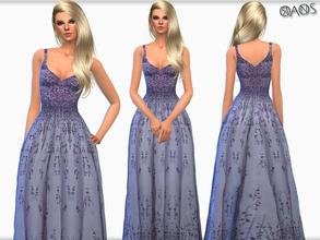 Sims 4 — Violet Embroidered Tulle V-Neck Ball Gown by OranosTR — New Clothes. ^_^ Mesh by me. I hope you like it. :3