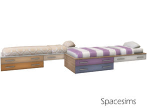Sims 4 — Luna teen room - Bed by spacesims — A cozy bed with a set of drawers in stylish colors.