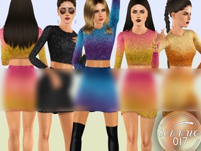 Sims 3 — Glitter CoOrd - Top by winnie017 — Glittery cropped top with long sleeves All LOD's Recolorable (Ombre!)