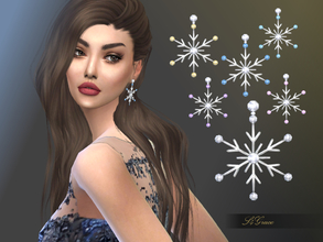 Sims 4 — [S4Grace] - Snowstar Earrings by S4grace — Earrings in white gold adorned with 6 different combinations of white