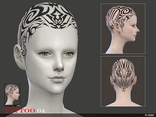 Sims 4 — S-Club ts4 WM Tattoo Head 04 by S-Club — Head tattoo for you, I got the idea from Z nation, haha, hope you like,