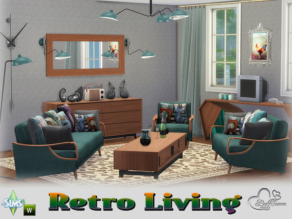 Sims 4 — Retro Livingroom by BuffSumm — Traveling back in time... Retro Living... Stylish, Colorful, Retro :) You get 20
