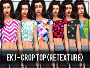 Sims 4 — ekj - Crop Top (Retextured) by elliskane3 — This array of randomly patterned crop tops accommodates any Sims'