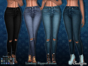 Sims 4 — Set49- Lindsay Ripped Jeans  by Cleotopia — Enjoy these very lovely, basic jeans. They come in a large range of