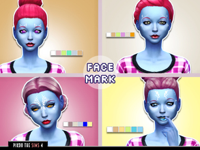 Sims 4 — [TS4]_PikooFaceMark01 by pikoo — Face mark for your female sims 4 resident. 4 styles 6 colors each. Hope you