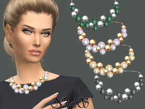 Sims 4 — NataliS_Giant pearls and beads necklace by Natalis — The original jewelry - a giant imitation pearls and shiny