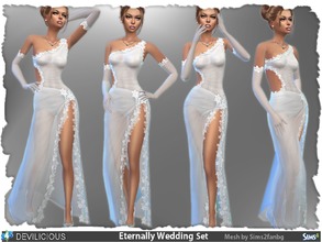 Sims 4 — Eternally Wedding Set by Devilicious — Eternally Wedding Set includes a dress and gloves. Dress: Transparent