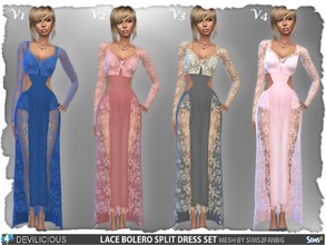 Sims 4 — Lace Bolero Split Dress Set by Devilicious — SET: Lace Bolero Split Dress, 4 files with different colorschemes