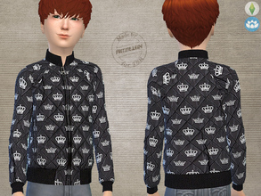 Sims 4 — Boys Crown Bomber Jacket by FritzieLein — A bomber jacket with embroidered crowns. Only one color. Hope you