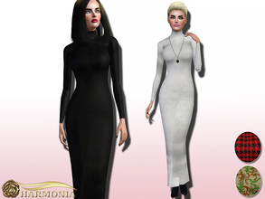 Sims 3 — Stretch-jersey Turtleneck Maxi Dress by Harmonia — Style yours with lace-up pumps and minimal accessories. close