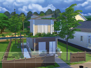 Sims 4 — Brownie by Juulssims — Modern house with brown colors and and some blue here and there. The house has a bathroom