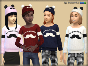 Sims 4 — Set Monsieur by bukovka — Sweater and hat for girls. Installed autonomously a new mesh, 6 variants of staining.