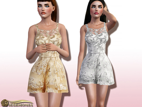 Sims 3 — Metallic-appliqued Tulle Mini Gown by Harmonia — Custom Mesh By Harmonia 3 colors. Not recolorable.