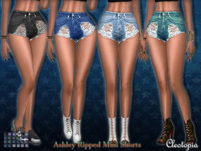 Sims 4 — Set51- Ashley Ripped Mini Shorts by Cleotopia — New shorts for y'all! *25 colors * HQ textures * Teen-Elder *CAS