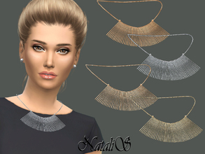 Sims 4 — NataliS_Chain Fringe Necklace by Natalis — Chic necklace design with cascading chain fringe. FT-FA-YA. 4 colors.