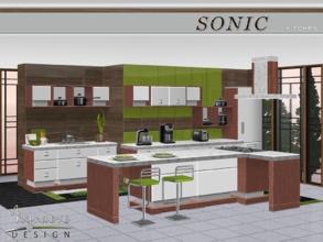 Sims 3 — Sonic Kitchen by NynaeveDesign — This contemporary kitchen employs a variety of materials and textures;