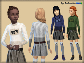 Sims 4 — Set for Girls by bukovka — A set of clothes for girls. Includes: skirt, sweater and socks. New mesh. Installed