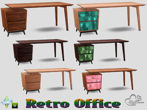Sims 4 — Retro Office Desk (Left sided) by BuffSumm — Traveling back in time... Retro Office... Stylish, Colorful, Retro