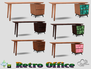 Sims 4 — Retro Office Desk (Right sided) by BuffSumm — Traveling back in time... Retro Office... Stylish, Colorful, Retro