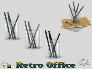Sims 4 — Retro Office Glas with Pens by BuffSumm — Traveling back in time... Retro Office... Stylish, Colorful, Retro :)
