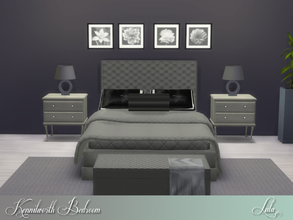 Sims 4 — Kenilworth Bedroom  by Lulu265 — A modern relaxing gray and black bedroom, also included are a warm brown and