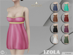 Sims 4 — Madlen Izola Dress by MJ95 — Elegant dress with golden details. Come in 9 colours (silk/fabric texture). Joints