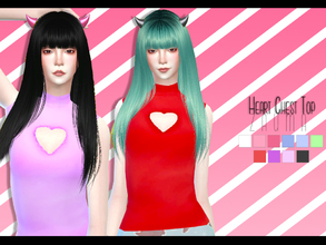 Sims 4 — Yume - Heart Chest Top by Zauma — Hello! New tops with a hole heart in the chest, avaliable on 11 colors with