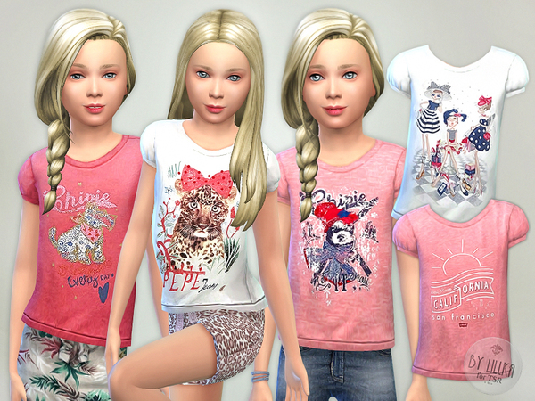 Sims 4 — T- Shirt Collection GP06 by lillka — T- Shirt Collection GP06 New item / 5 styles I hope you like it :) Hair by