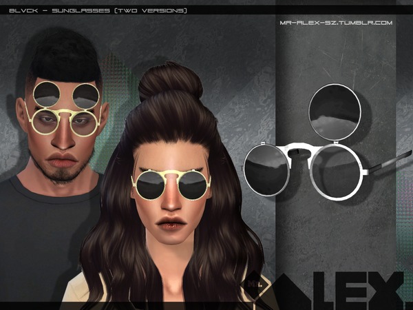 Sims 4 — Blvck sunglasses (two versions) by MrAlex3 — 2 versions 3 colors both genders teen to elder HD Textures